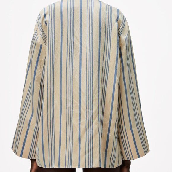 ZARA Striped Flowy Shirt Blouse Viscose - Picture 6 of 7